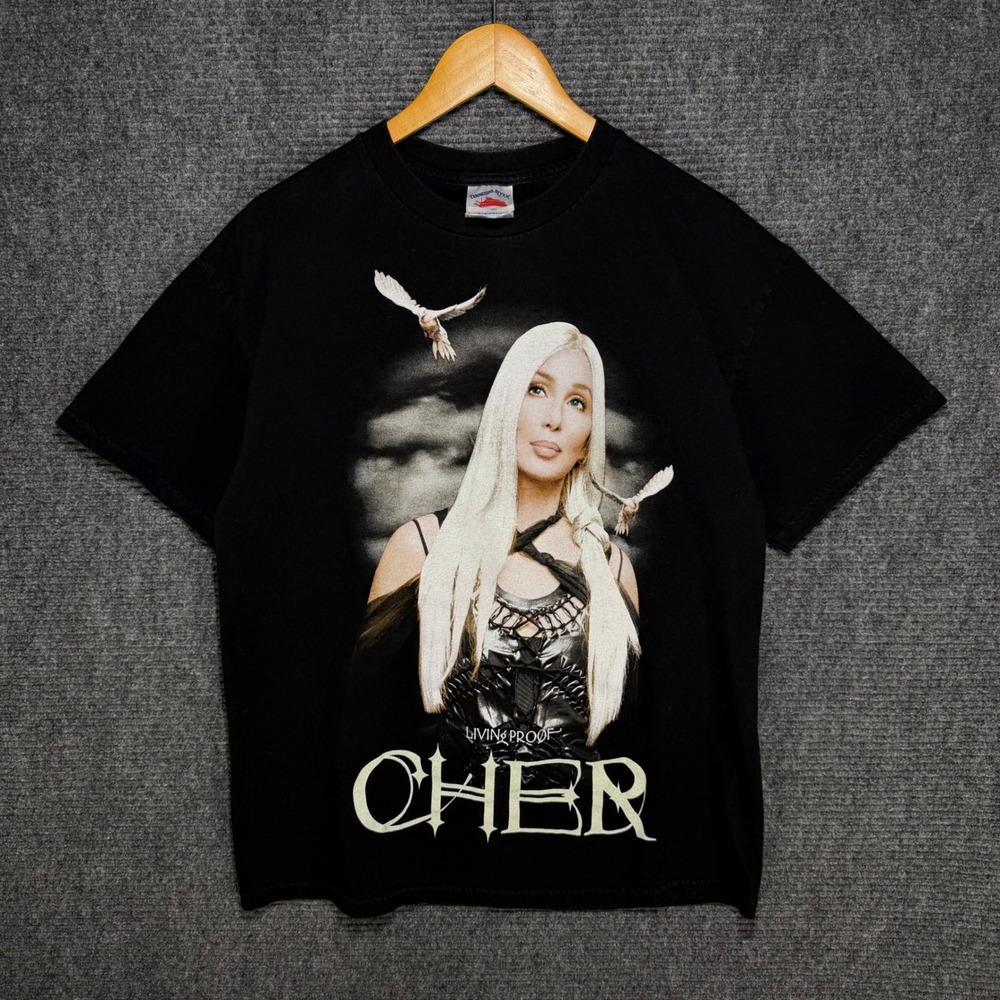 Vintage Cher Living Proof Farewell Tour 2003 T-Shirt Black Mens Large